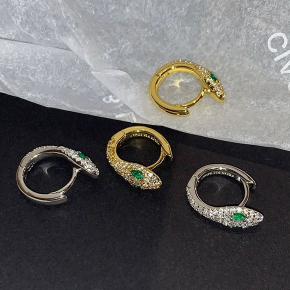 Snake Earrings, snake hoop earrings, gold snake earrings, silver snake earrings - Picture 7 of 9